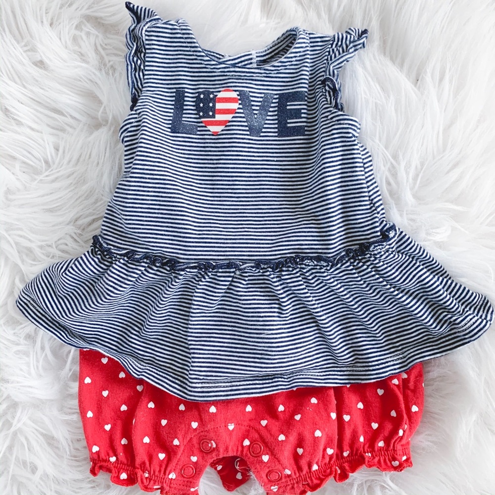 Patriotic ruffled one piece! ❤️💙🗽